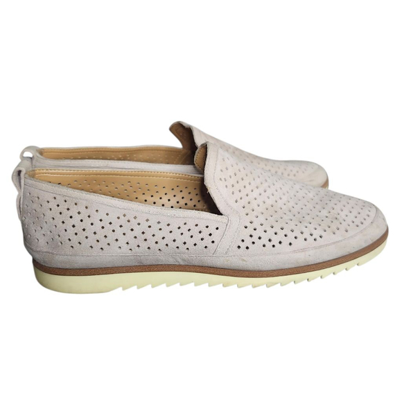 Franco Sarto Shoes - Women's Franco Sarto Hadrea Perforated Leather Suede Loafers Size 8 Beige